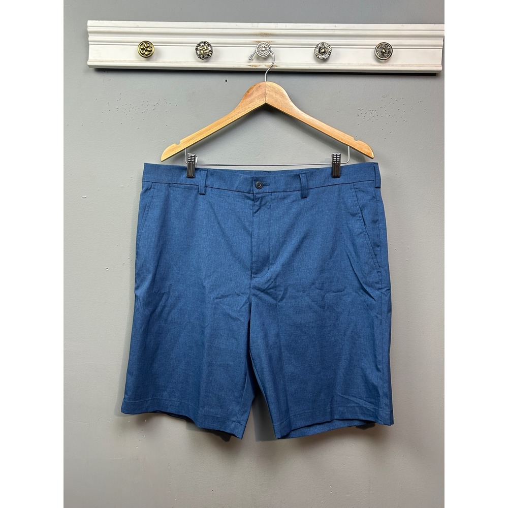PGA Tour Mens Blue Heathered Flat Front Golf Shorts Size 38 Activewear 15314
